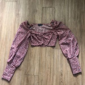 Floral Puffy Sleeve Crop Top